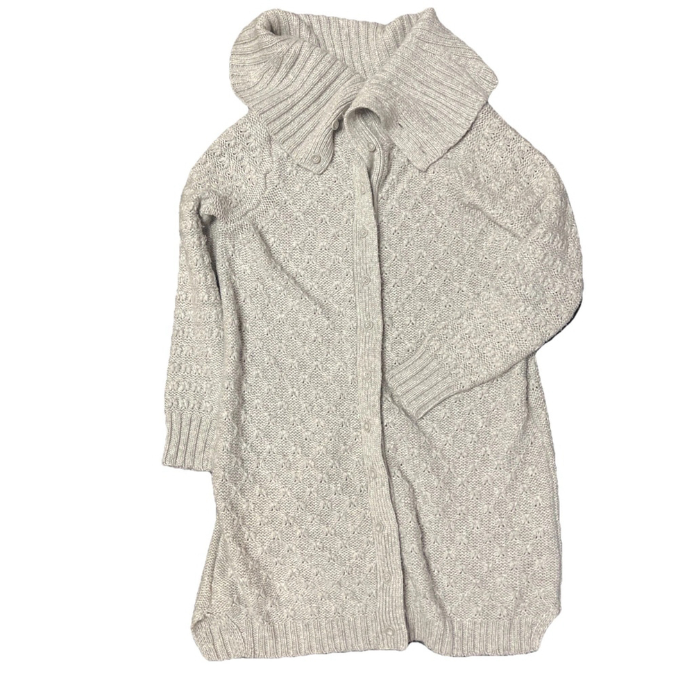 Sparrow By Anrhropology Gray Cowl Neck 40% Merino Buttoned Cardigan Sz L $158
